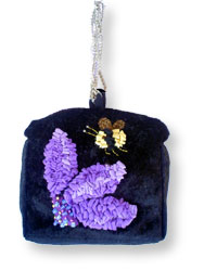 Hooked Textile Bee Evening Bag Black.