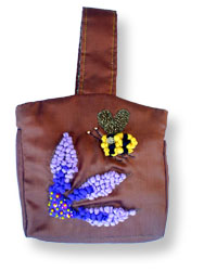 Hooked Textile Bee Evening Bag Brown.