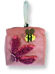 Hooked Textile Bee Evening Bag Pink.