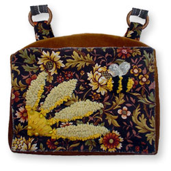 Hooked Textile Bee Shoulder Bag Mustard.