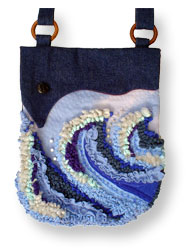Hooked Textile Wave Shoulder Bag Blue.