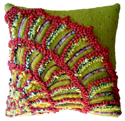 Hooked Textile Ammonite Bead Cushion.