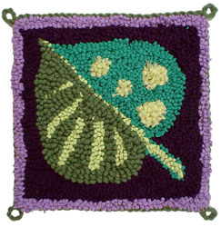 Hooked Textile Leaf Cushion Design 1.