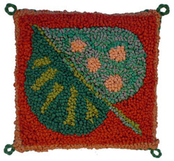 Hooked Textile Leaf Cushion Design 2.