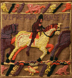Hooked Rug Wall Hanging Titled After Bayeux.