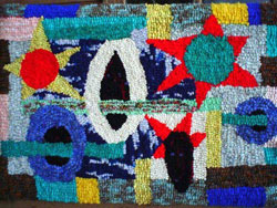 Hooked Rug Wall Hanging Titled Fifties.
