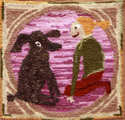 Hooked Rug Wall Hanging Titled Friends.