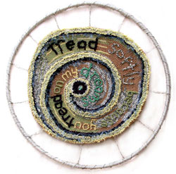Hooked Rug Wall Hanging Titled Tread Softly.